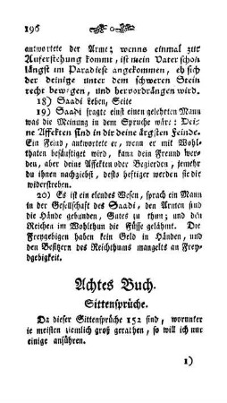 Achtes Buch. Sittensprüche.