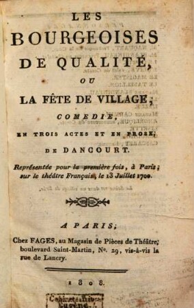 Les bourgeoises de qualité, ou la fête de village