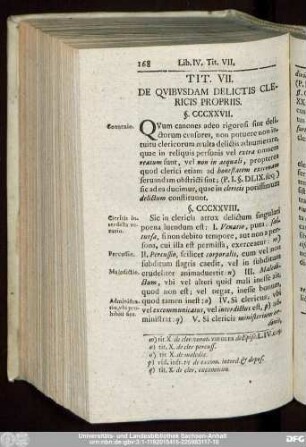 Tit. VII. De Quibusdam Delictis Clericis Propriis.