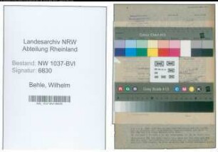 Entnazifizierung Wilhelm Behle , geb. 06.06.1906 (Konstrukteur)