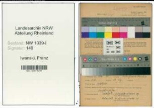 Entnazifizierung Franz Iwanski , geb. 22.03.1890 (Postbeamter)