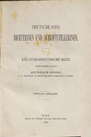Deutschlands Dichterinen und Schriftstellerinen : eine literarhistorische Skizze