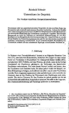 Unterstützen im Gespräch : zur Analyse manifester Kooperationsverfahren