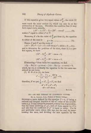 III. On the theory of algebraic curves.