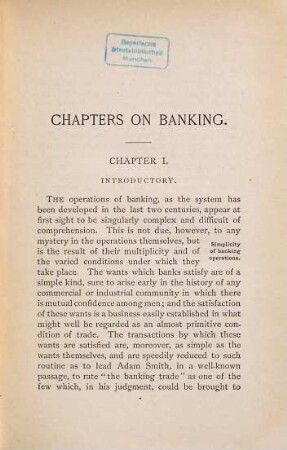 Chapters on the theory and history of banking