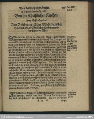 Der Vierzehende Artickel. Von der Christlichen Kirchen