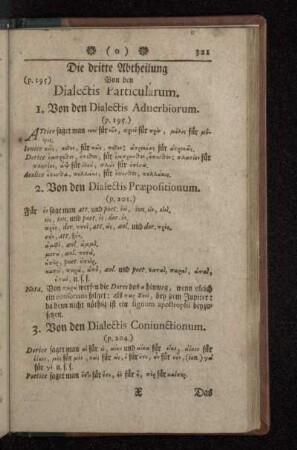 Die dritte Abtheilung Von den Dialectis Particularum.
