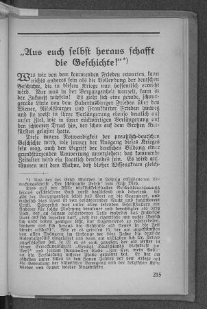 "Aus euch selbst heraus schafft die Geschichte!"