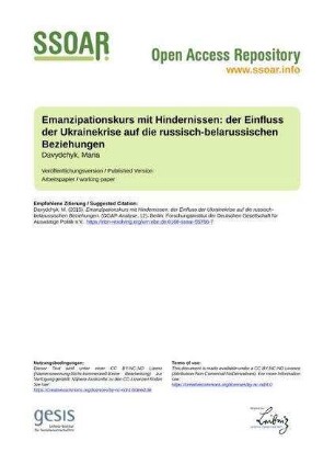Emanzipationskurs mit Hindernissen: der Einfluss der Ukrainekrise auf die russisch-belarussischen Beziehungen