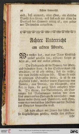 Achter Unterricht am achten Abende