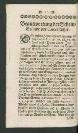 Beantwortung der Schein-Gründe der Widersacher.