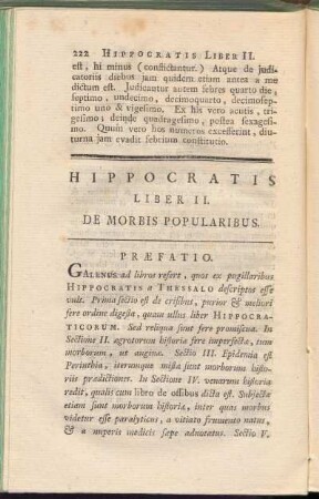 Hippocratis Liber II. De Morbis Popularibus