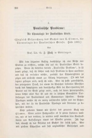 252-296 Paulinische Probleme : die Chronologie der paulinischen Briefe