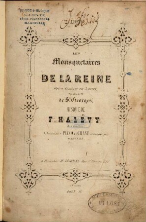 Les mousquetaires de la reine : Opéra-comique en 3 actes