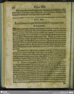 Cap. XIII. Et ultimum hujus sectionis de Praeparatione & praparato