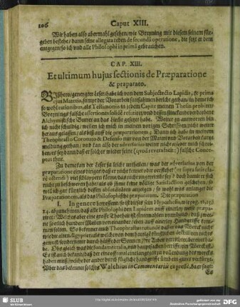 Cap. XIII. Et ultimum hujus sectionis de Praeparatione & praparato