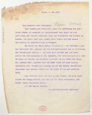 Brief an Karl Stephan : 04.05.1918