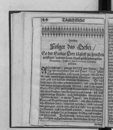 Hierbey Folget das Gebet/ ...