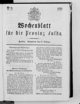 Nr. 9, Ausgabe vom 27. Februar 1858