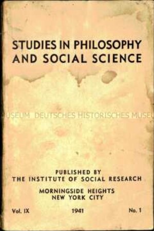 Studies in philosophy and social science. Vol. 9, 1941