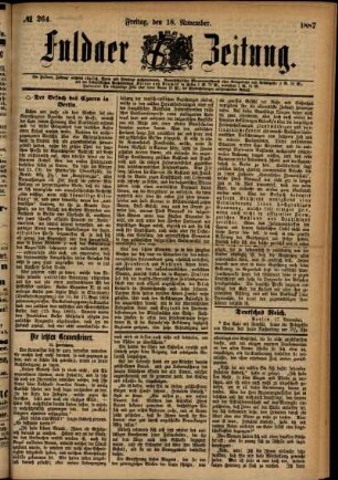 Ausgabe vom Freitag, den 18. November 1887.