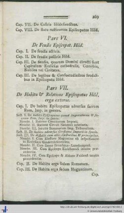 Pars VI. De Feudis Episcopat. Hild.