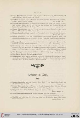 Arbeiten in Glas (Nr. 217-253)