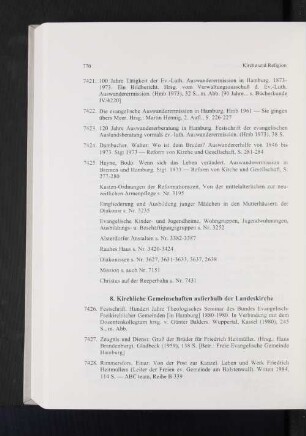 8. Kirchliche Gemeinschaften außerhalb der Landeskirche