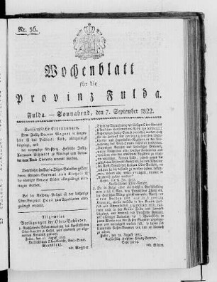 Nr. 36, Ausgabe vom 7. September 1822