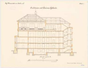 Hörsaal- und Seminargebäude der Martin-Luther-Universität Halle/Saale: Längsschnitt 1:100