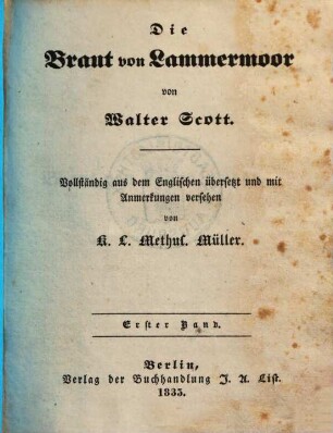 Die Braut von Lammermoor, 1