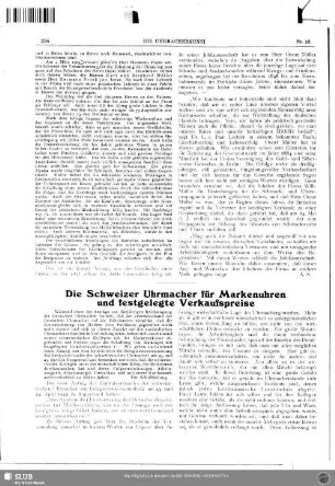 Die Schweizer Uhrmacher für Markenuhren und festgelegte Verkaufspreise