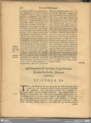 Ad Johannem de Gersonio Cancellarium Ecclesiae Parisiensis, Increpatio inconstantiae. Epistola XLI.