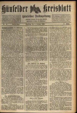 Zweite Ausgabe vom Samstag, den 06. Februar 1926.