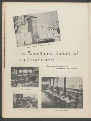 La Enseñanza Industrial en Paysandú : Su reorganización por la Universidad del Trabajo
