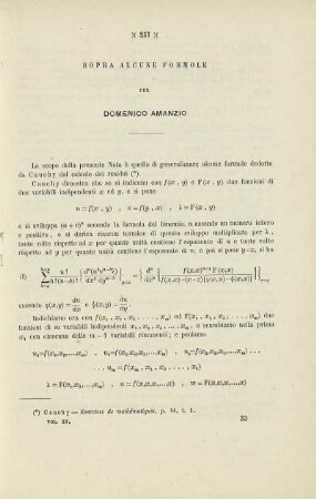 Sopra alcune formole.