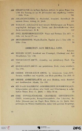 Arbeiten aus Metall usw. (Nr. 449-479)
