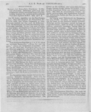 Suckow, F. W. G.: De Platonis Parmenide. Dissertatio inauguralis. Breslau: Universitäts-Druckerey 1823