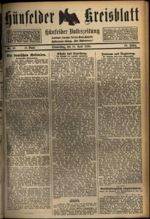Zweite Ausgabe vom Donnerstag, den 10. April 1930.