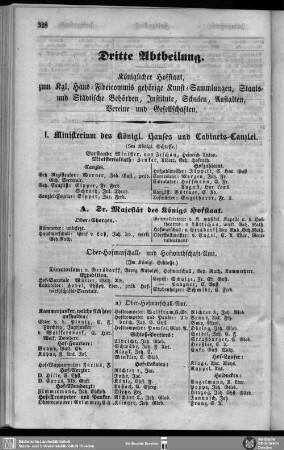 I. Ministerium des Königl. Hauses und Cabinets-Canzlei