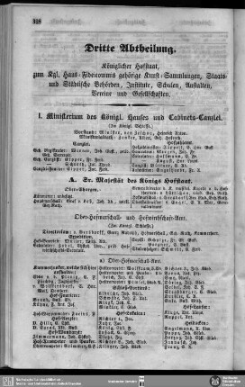 I. Ministerium des Königl. Hauses und Cabinets-Canzlei