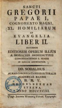 XL. Homiliarum in evangelia liber II.