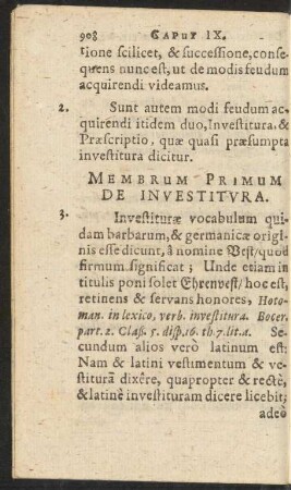 Membrum Primum De Investitura.