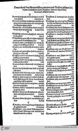 Verzeichniß der fürnembsten puncten und Rechtsgesatzen