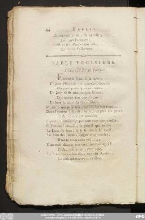 Fable Troisieme. Phoebus & son fils Phaëton.