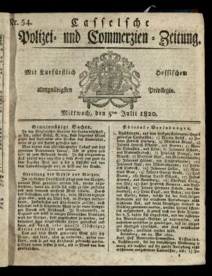 Nr. 54, Mittwoch, den 5ten Julii 1820