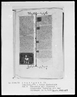 Bible Historiale — Thronender Christus mit der Weltkugel, Folio 8recto