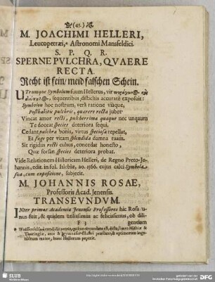 [XLIII.] M. Johannis Rosae ...