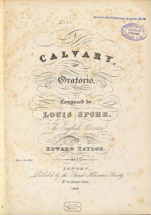 Calvary : an oratorio
