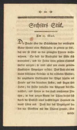 Sechstes Stük. Am 25. Mai.